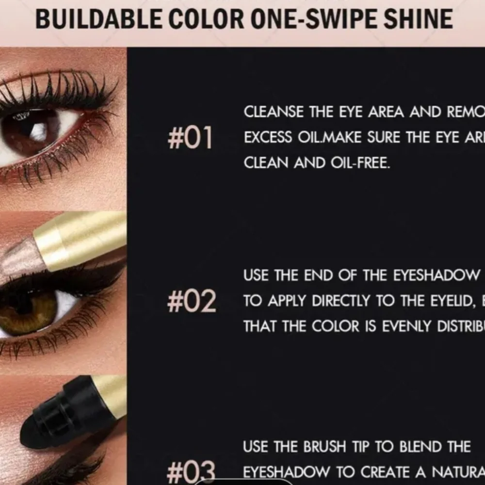 6 Pc Set Glide On Eye Shadow W/ Sponge Applicator/blender Fresh